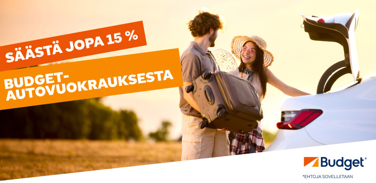 Säästä jopa 15 % seuraavasta Budget-vuokrauksestasi. Varaa viimeistään 31. elokuuta.